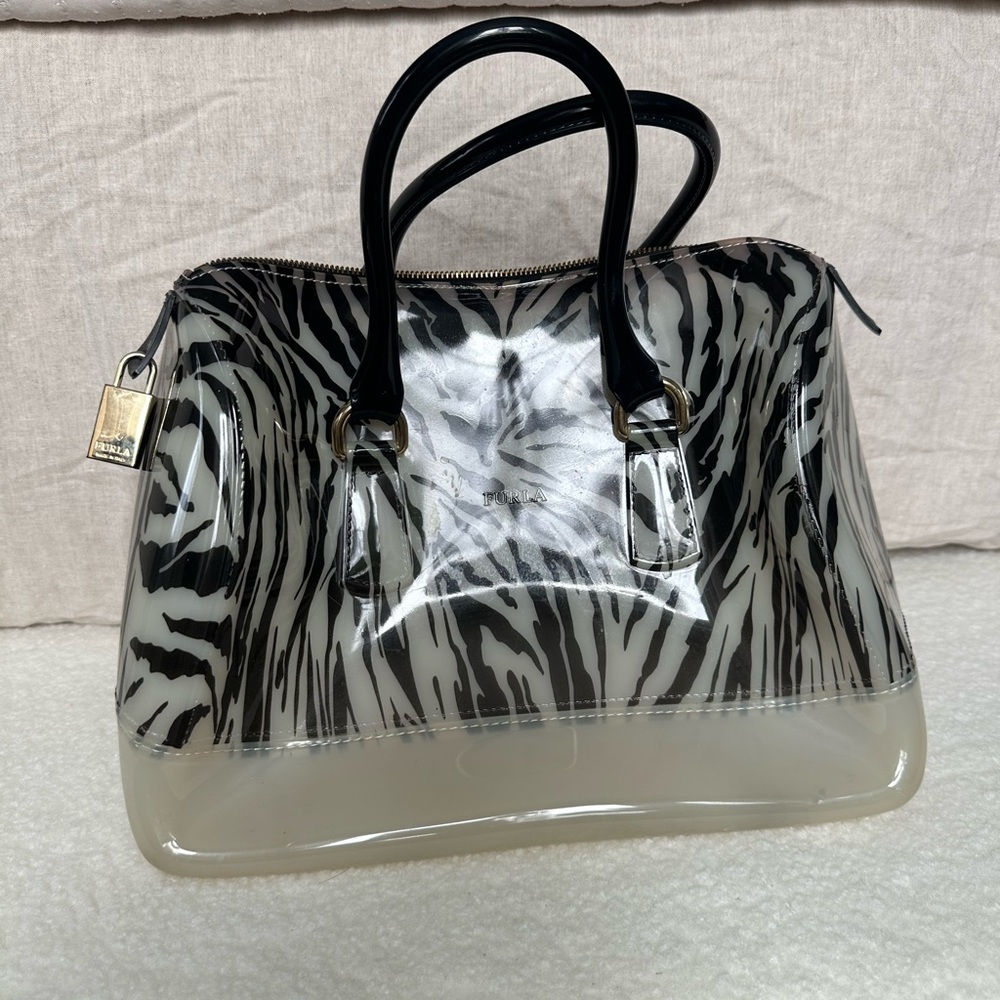 Furla Black and White Candy bag/ jelly bag  with Zebra Print